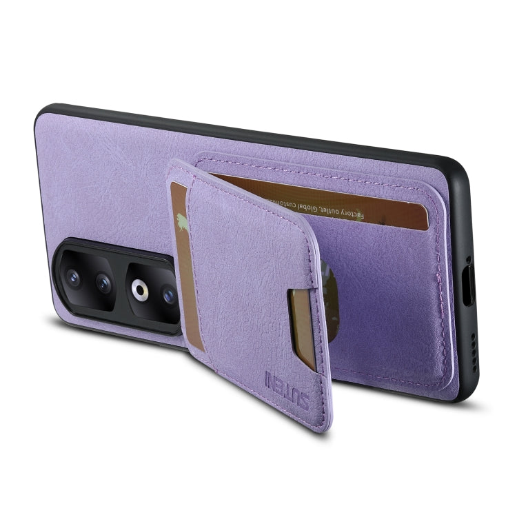 For  Honor 60 Pro Suteni H02 Litchi Leather Card Wallet Stand Back Phone Case(Purple)