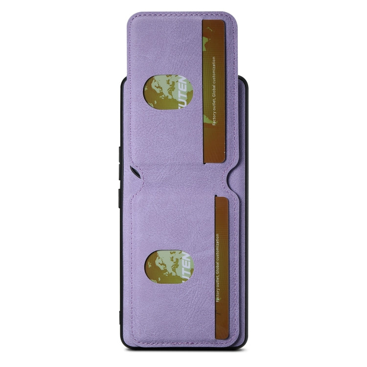 For  Honor 60 Pro Suteni H02 Litchi Leather Card Wallet Stand Back Phone Case(Purple)