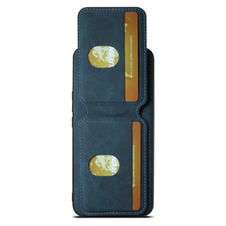 For  Honor Magic4 Suteni H02 Litchi Leather Card Wallet Stand Back Phone Case(Blue)