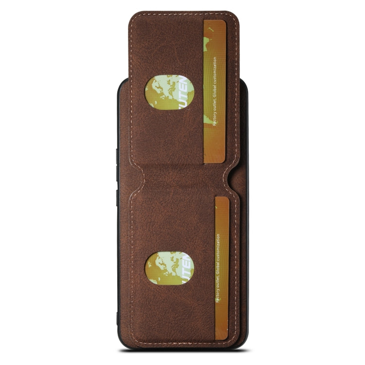 For  Honor Magic4 Pro Suteni H02 Litchi Leather Card Wallet Stand Back Phone Case(Brown)