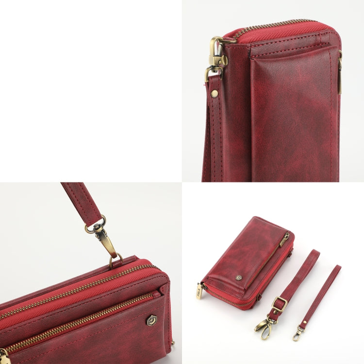 For Samsung Galaxy S24 5G Crossbody Multi-functional Zipper Wallet Leather Phone Case(Red)