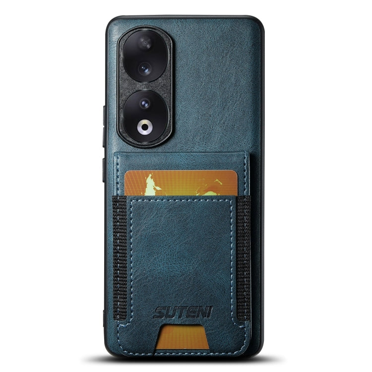 For Honor 90 Suteni H03 Oil Wax Leather Wallet Stand Back Phone Case(Blue)