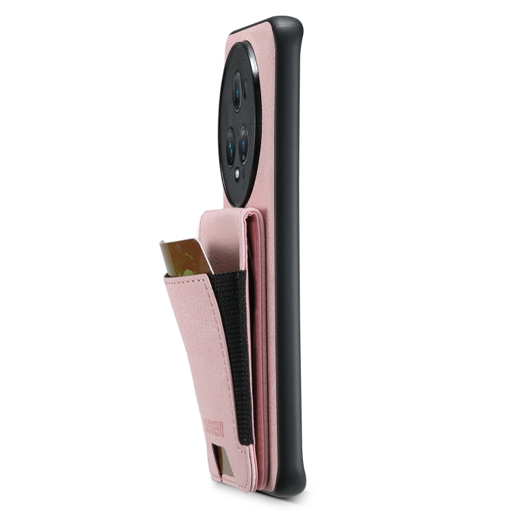 For Honor Magic6 Pro Suteni H03 Litchi Leather Card Bag Stand Back Phone Case(Pink)