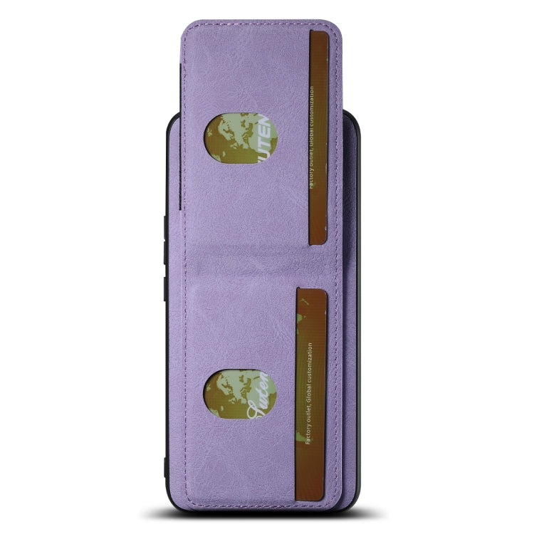 For Honor Magic6 Suteni H03 Litchi Leather Card Bag Stand Back Phone Case(Purple)