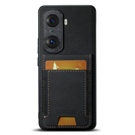 For Honor 60 Pro Suteni H03 Litchi Leather Card Bag Stand Back Phone Case(Black)