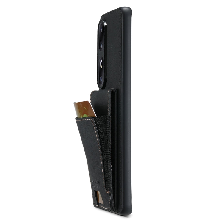 For Honor 60 Pro Suteni H03 Litchi Leather Card Bag Stand Back Phone Case(Black)