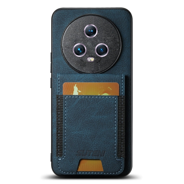 For Honor Magic5 Suteni H03 Litchi Leather Card Bag Stand Back Phone Case(Blue)