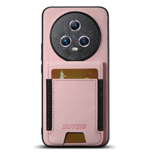 For Honor Magic5 Suteni H03 Litchi Leather Card Bag Stand Back Phone Case(Pink)