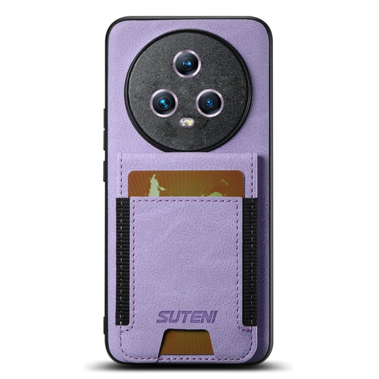 For Honor Magic5 Suteni H03 Litchi Leather Card Bag Stand Back Phone Case(Purple)