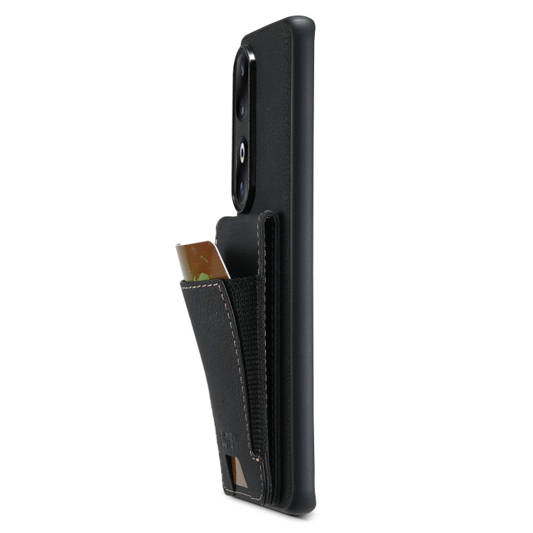 For Honor 80 Suteni H03 Litchi Leather Card Bag Stand Back Phone Case(Black)