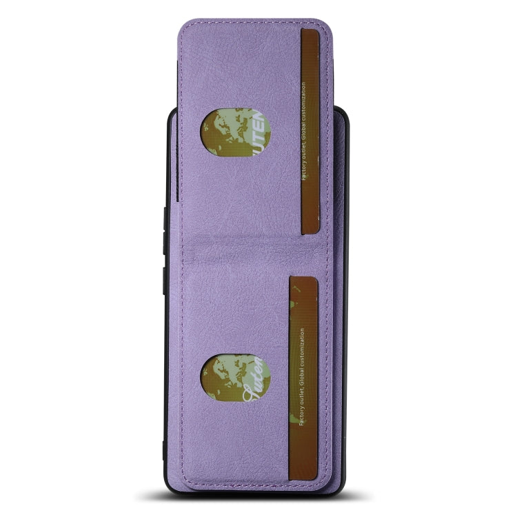 For Honor 80 Pro Suteni H03 Litchi Leather Card Bag Stand Back Phone Case(Purple)