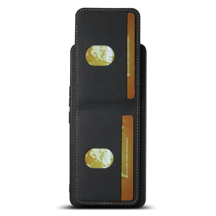 For Honor 70 Suteni H03 Litchi Leather Card Bag Stand Back Phone Case(Black)