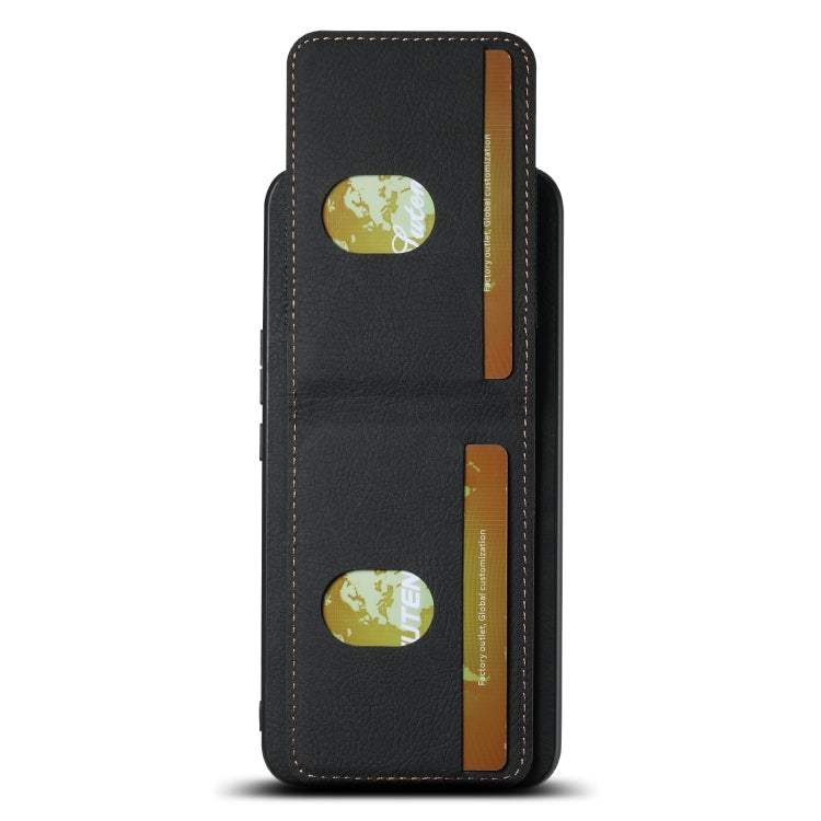 For Honor Magic4 Suteni H03 Litchi Leather Card Bag Stand Back Phone Case(Black)