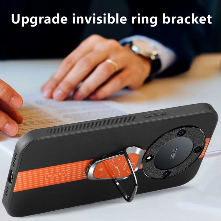 For Honor X40 Magnetic Litchi Leather Back Phone Case with Holder(Orange)