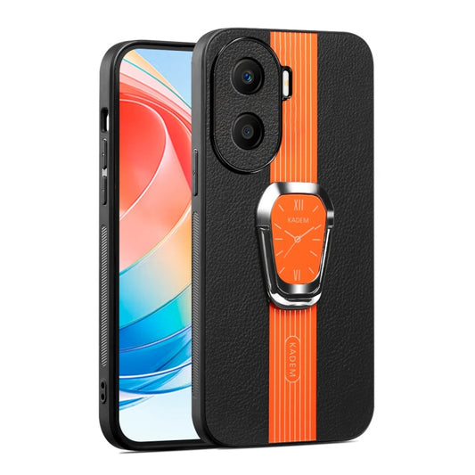For Honor X40i Magnetic Litchi Leather Back Phone Case with Holder(Orange)