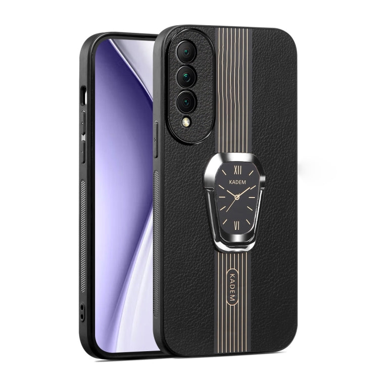 For Honor X20 SE Magnetic Litchi Leather Back Phone Case with Holder(Black)