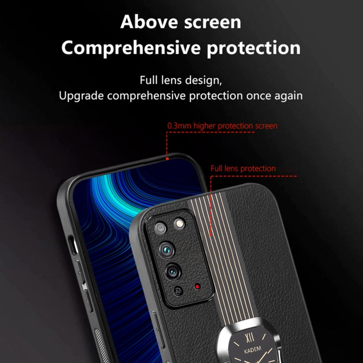 For Honor X10 Magnetic Litchi Leather Back Phone Case with Holder(Black)