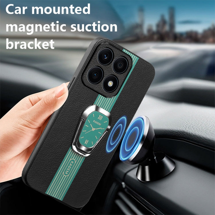 For Honor X8A Magnetic Litchi Leather Back Phone Case with Holder(Green)