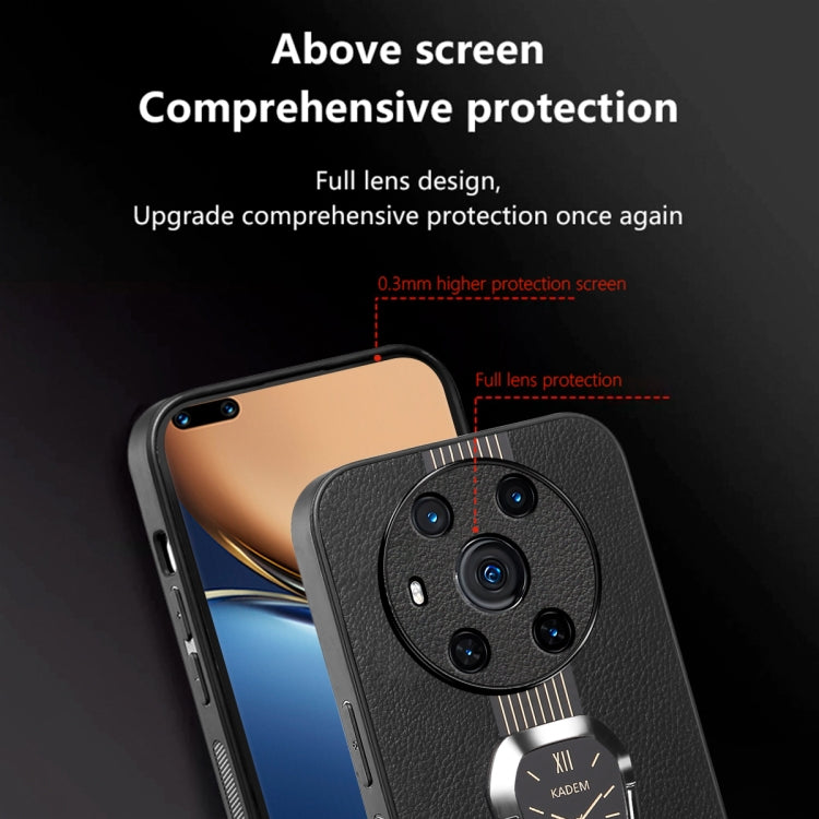 For Honor Magic4 Magnetic Litchi Leather Back Phone Case with Holder(Orange)