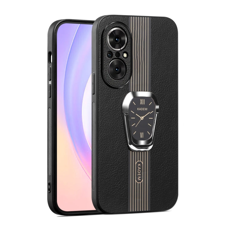 For Honor 50 SE Magnetic Litchi Leather Back Phone Case with Holder(Black)