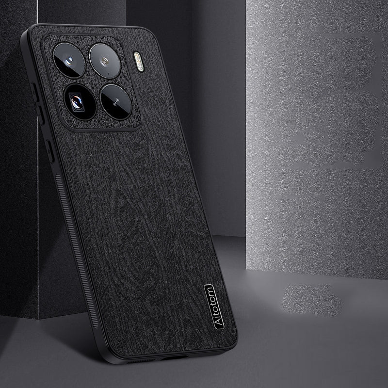 For Xiaomi 15 Pro Tree Bark Leather Shockproof Phone Case(Blue)