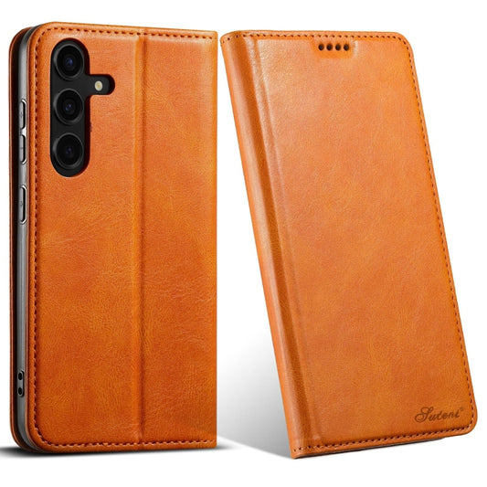 For Samsung Galaxy S24 5G Suteni J02 Oil Wax Wallet Leather Phone Case(Khaki)