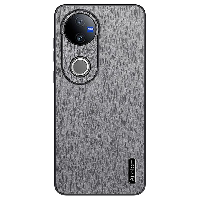 For vivo V50 Tree Bark Leather Shockproof Phone Case(Grey)