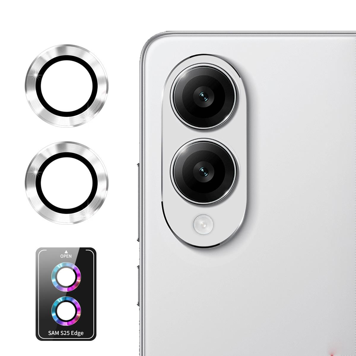 For Samsung Galaxy S25 Edge ENKAY Hat-Prince 9H Rear Camera Lens Aluminium Alloy Tempered Glass Film(Silver)
