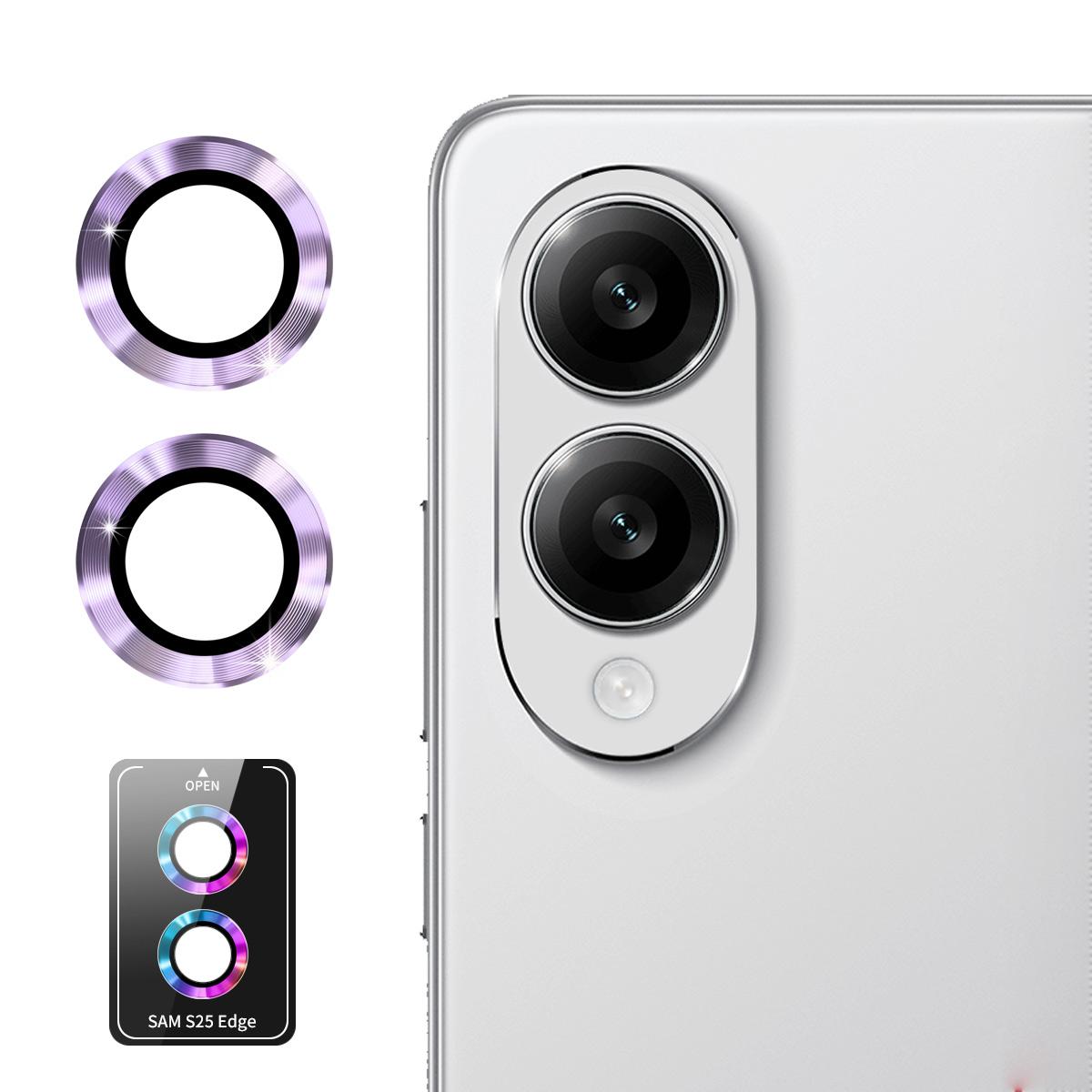 For Samsung Galaxy S25 Edge ENKAY Hat-Prince 9H Rear Camera Lens Aluminium Alloy Tempered Glass Film(Light Purple)