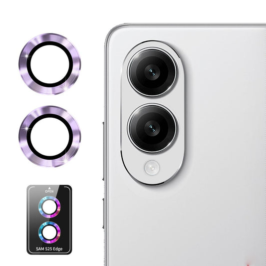 For Samsung Galaxy S25 Edge ENKAY Hat-Prince 9H Rear Camera Lens Aluminium Alloy Tempered Glass Film(Light Purple)