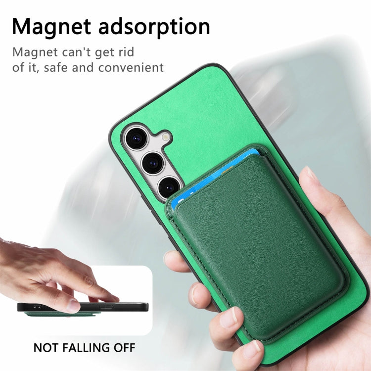 For Samsung Galaxy S24 5G Retro Magsafe Card Bag PU Back Cover Phone Case(Green)
