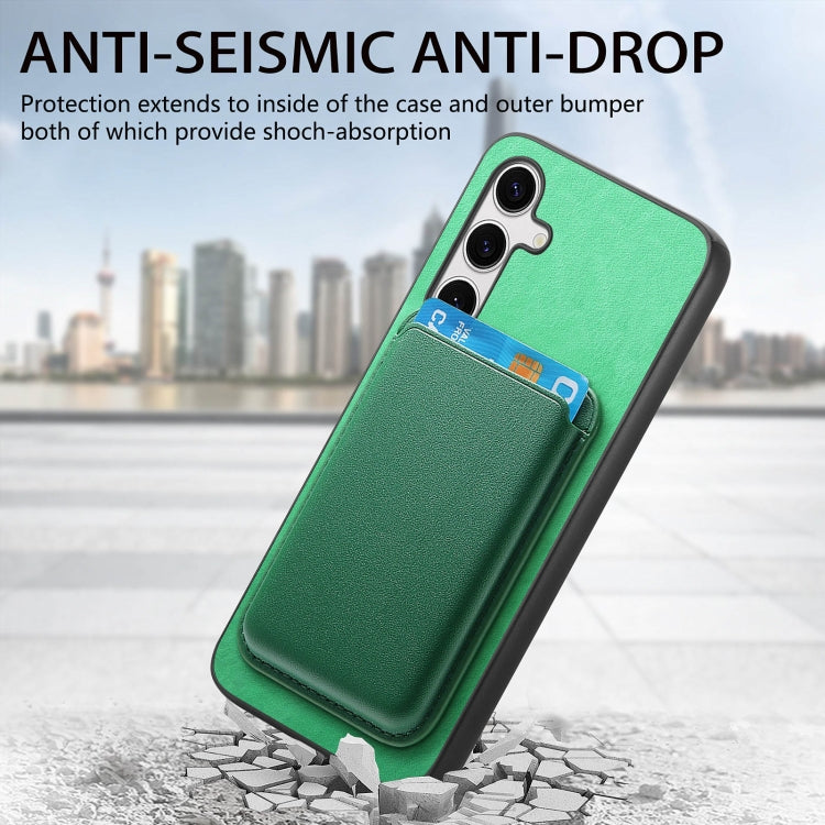 For Samsung Galaxy S24 5G Retro Magsafe Card Bag PU Back Cover Phone Case(Green)