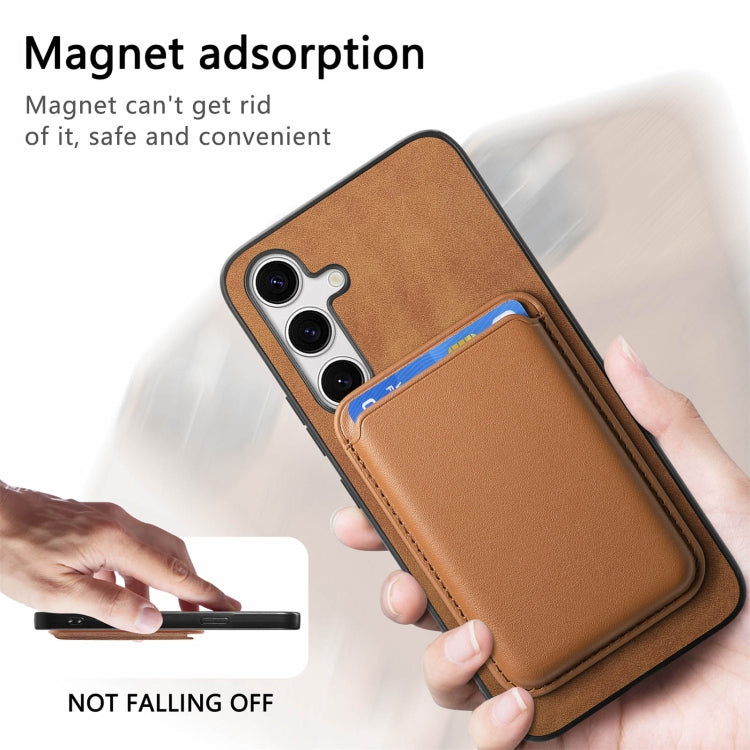 For Samsung Galaxy S24 5G Retro Magsafe Card Bag PU Back Cover Phone Case(Brown)