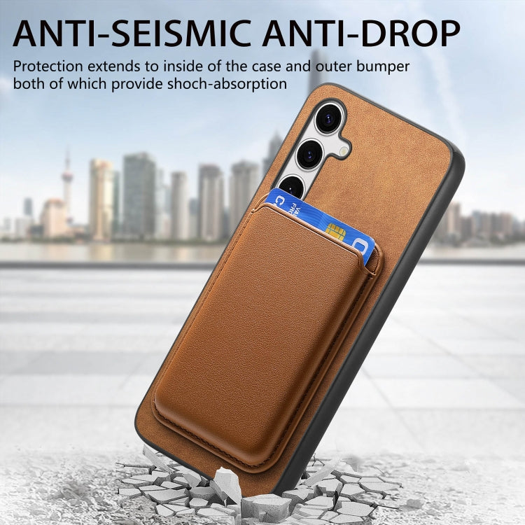 For Samsung Galaxy S24 5G Retro Magsafe Card Bag PU Back Cover Phone Case(Brown)