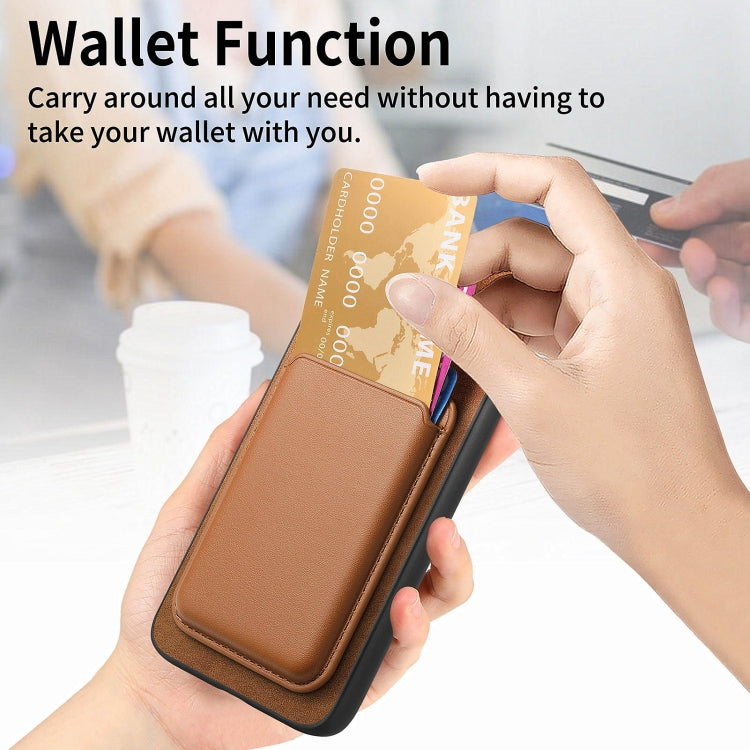 For Samsung Galaxy S24 5G Retro Magsafe Card Bag PU Back Cover Phone Case(Brown)