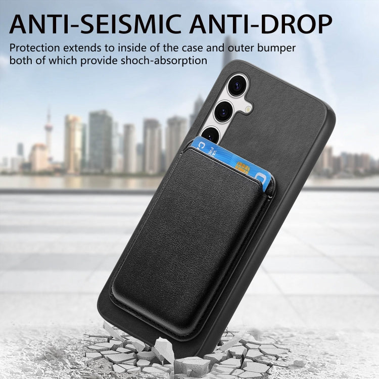 For Samsung Galaxy S24 5G Retro Magsafe Card Bag PU Back Cover Phone Case(Black)