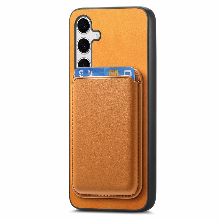 For Samsung Galaxy S24 5G Retro Magsafe Card Bag PU Back Cover Phone Case(Yellow)