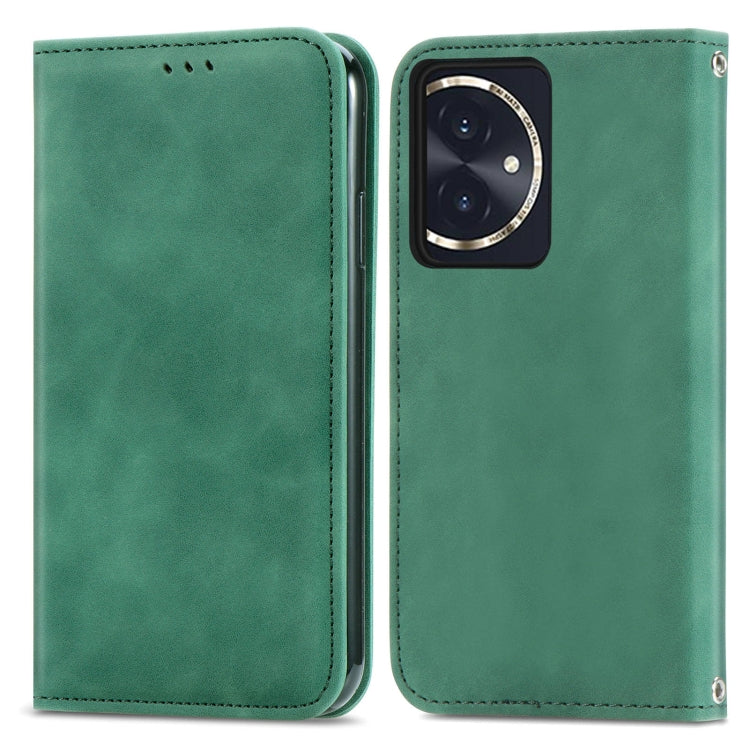 For Honor 100 Retro Skin Feel Magnetic Flip Leather Phone Case(Green)