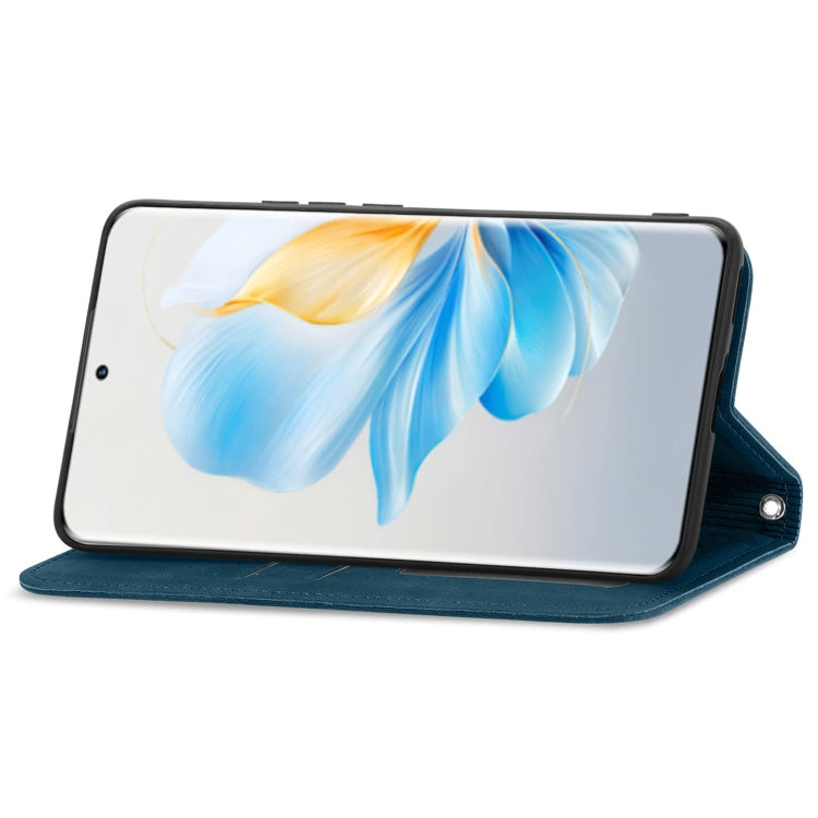 For Honor 100 Retro Skin Feel Magnetic Flip Leather Phone Case(Blue)