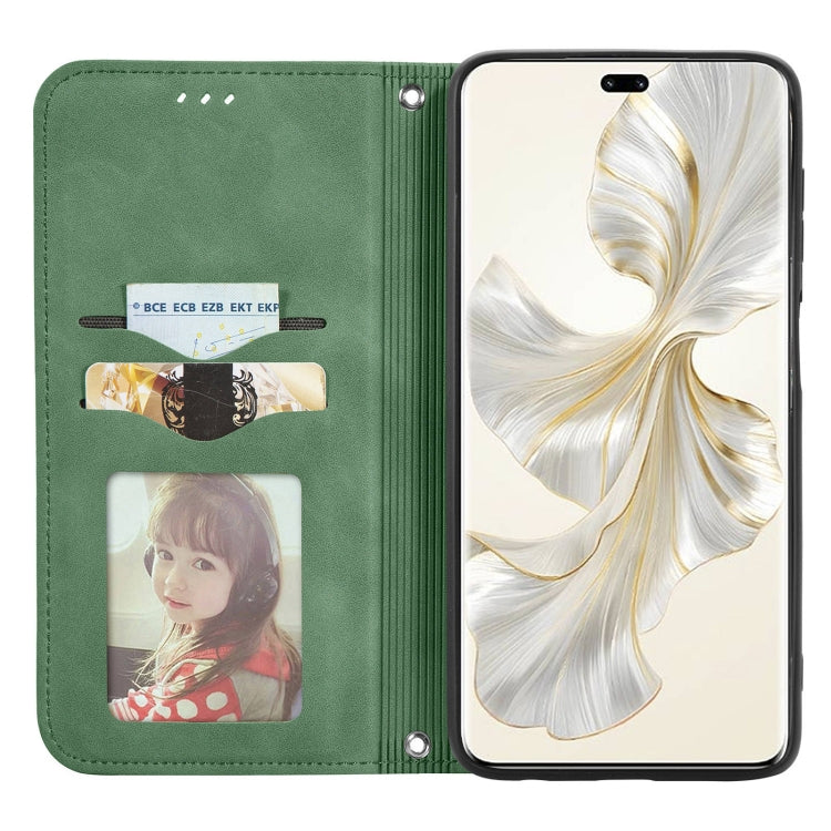For Honor 100 Pro Retro Skin Feel Magnetic Flip Leather Phone Case(Green)