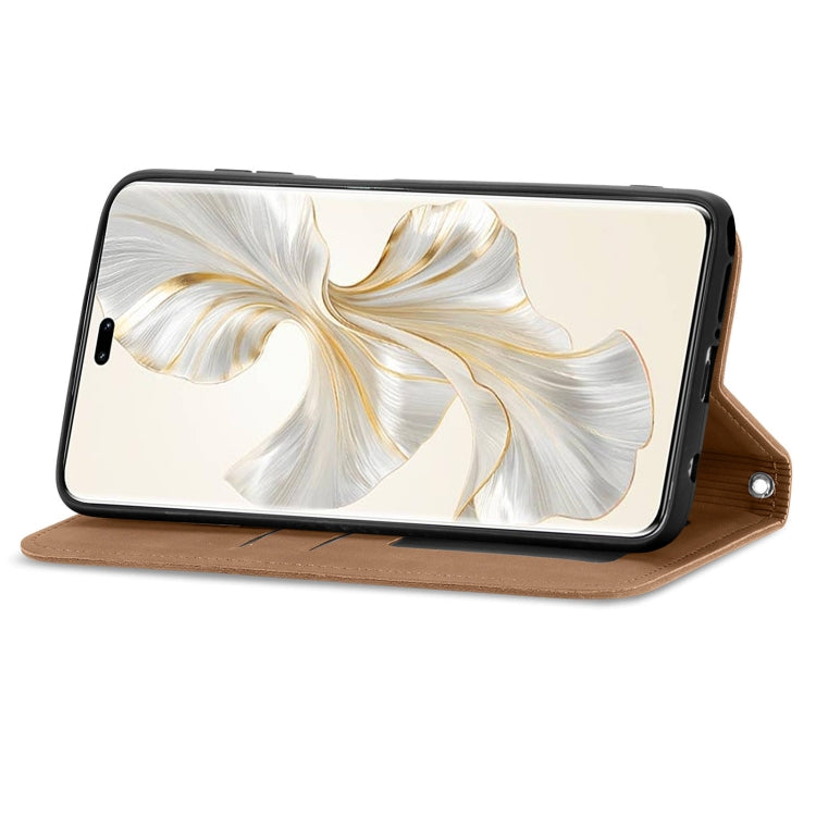 For Honor 100 Pro Retro Skin Feel Magnetic Flip Leather Phone Case(Brown)