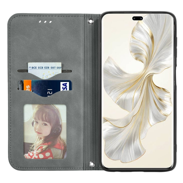 For Honor 100 Pro Retro Skin Feel Magnetic Flip Leather Phone Case(Grey)