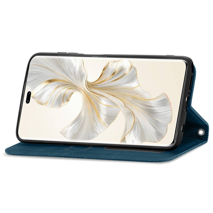 For Honor 100 Pro Retro Skin Feel Magnetic Flip Leather Phone Case(Blue)