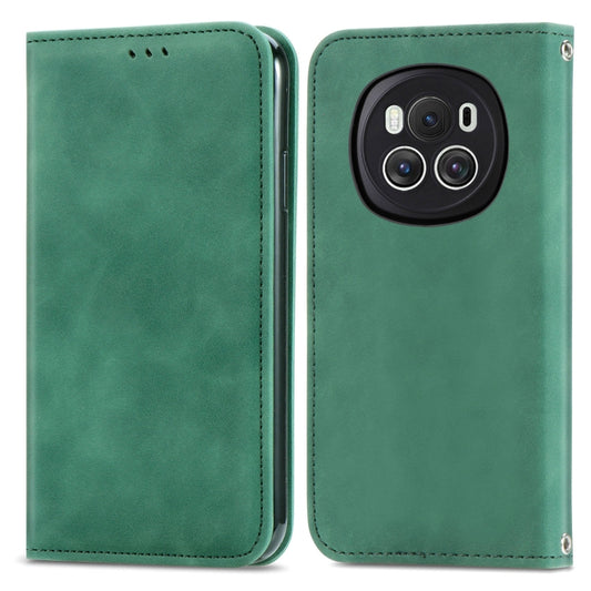 For Honor Magic6 Retro Skin Feel Magnetic Flip Leather Phone Case(Green)