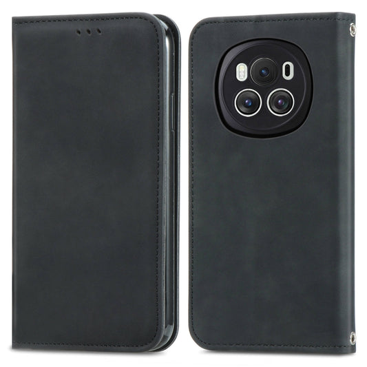 For Honor Magic6 Retro Skin Feel Magnetic Flip Leather Phone Case(Black)