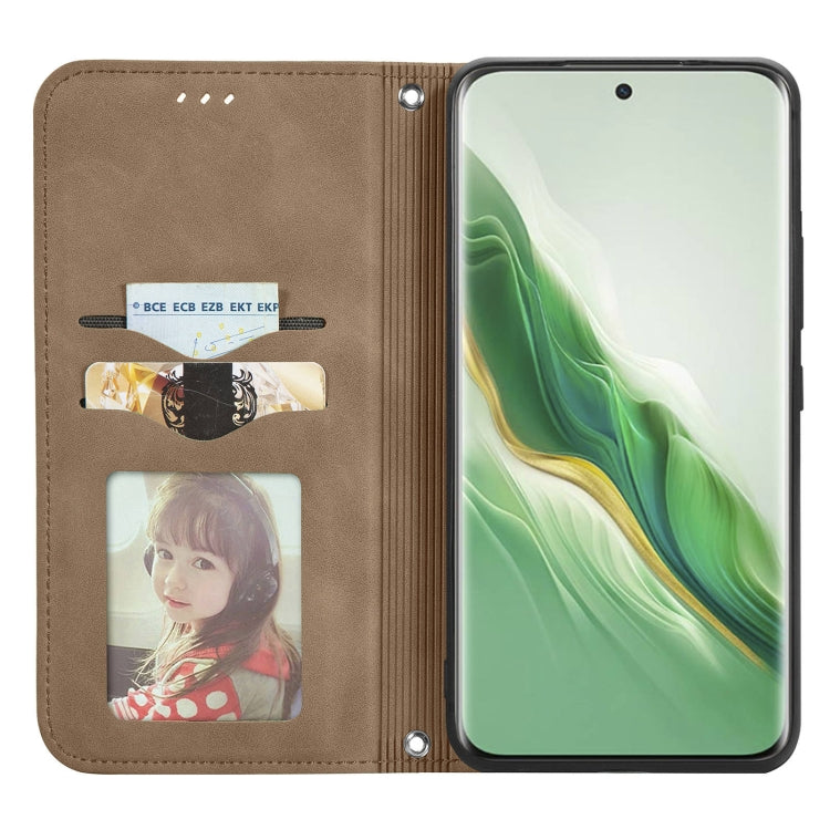 For Honor Magic6 Retro Skin Feel Magnetic Flip Leather Phone Case(Brown)