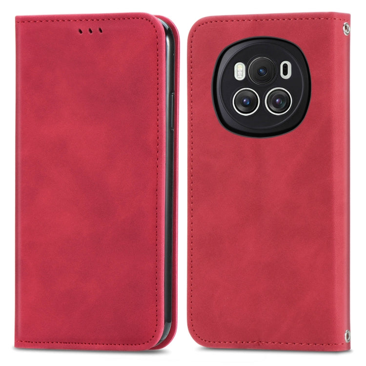 For Honor Magic6 Retro Skin Feel Magnetic Flip Leather Phone Case(Red)