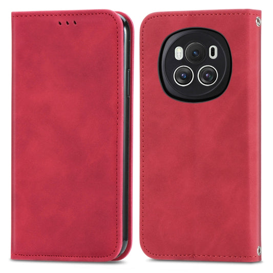 For Honor Magic6 Retro Skin Feel Magnetic Flip Leather Phone Case(Red)