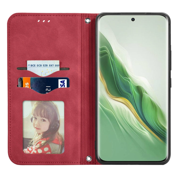 For Honor Magic6 Retro Skin Feel Magnetic Flip Leather Phone Case(Red)
