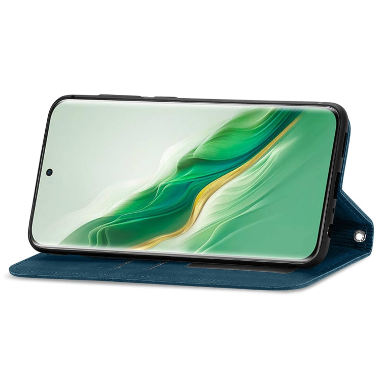 For Honor Magic6 Retro Skin Feel Magnetic Flip Leather Phone Case(Blue)